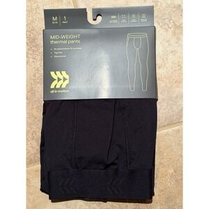 Men's Mid-Weight Thermal Pants ~ All In Motion ~ Black ~ Size M (32-34) ~ NWT ~